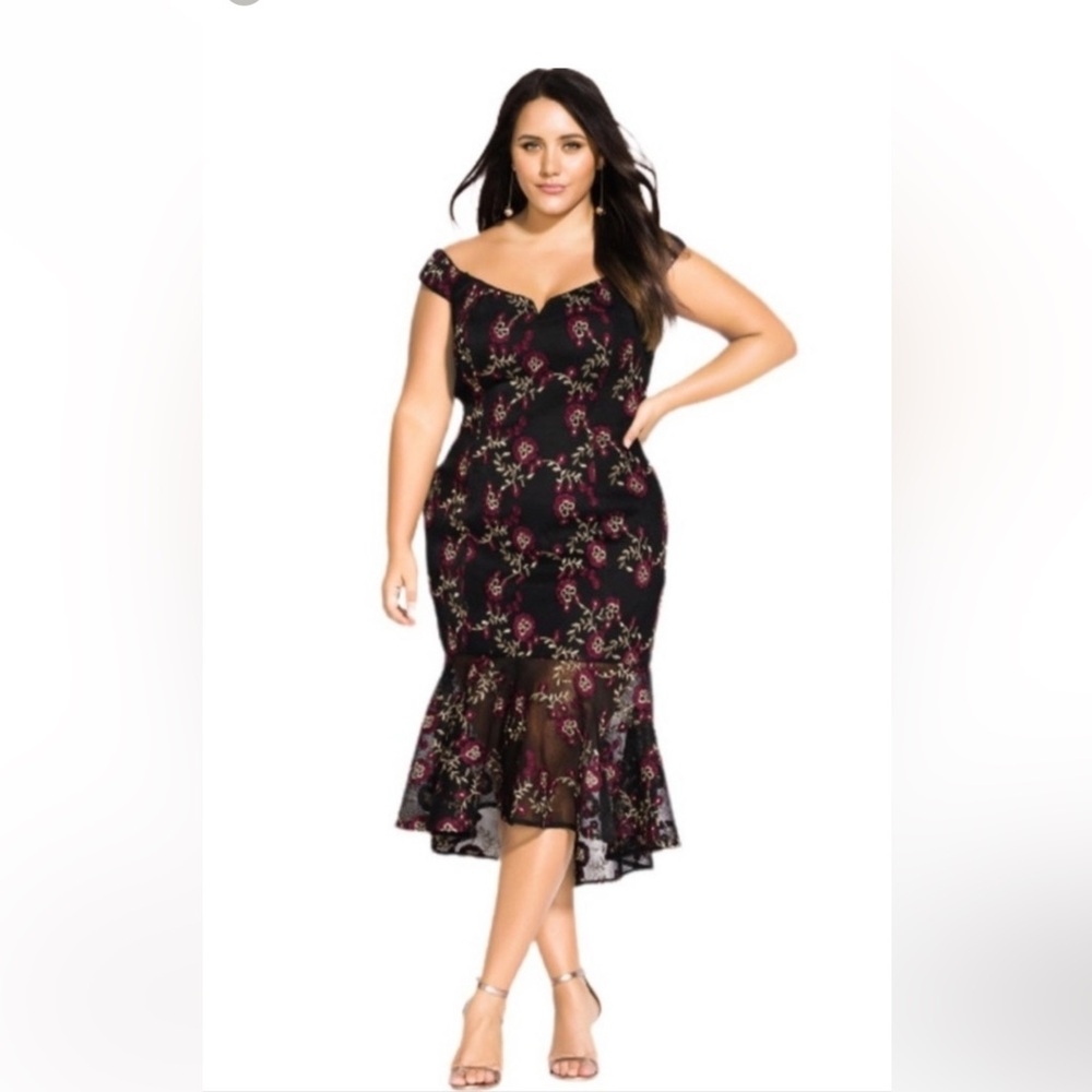 City Chic Black Floral Dress